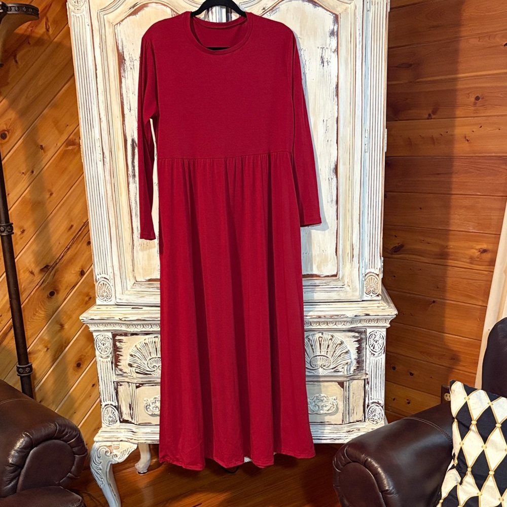 Elegant Red Long Sleeve Dress
💥comfortable 💥👌